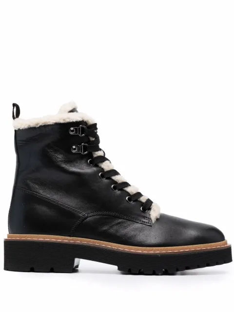 Hogan faux-shearling lace-up combat boots