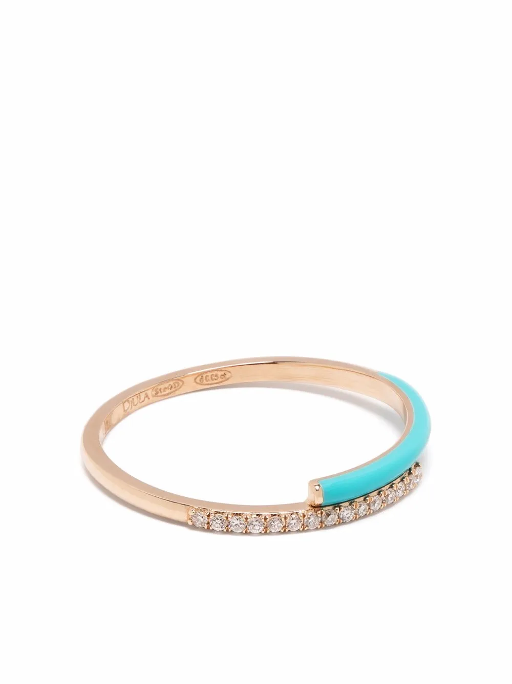 

Djula 14kt rose gold Marbella enamel diamond ring - Pink