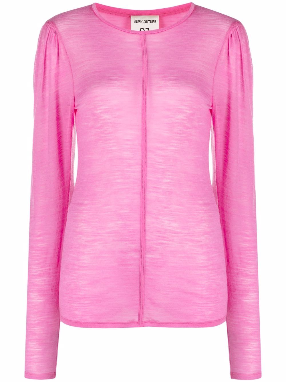 

Semicouture panelled semi-sheer longsleeved top - Pink