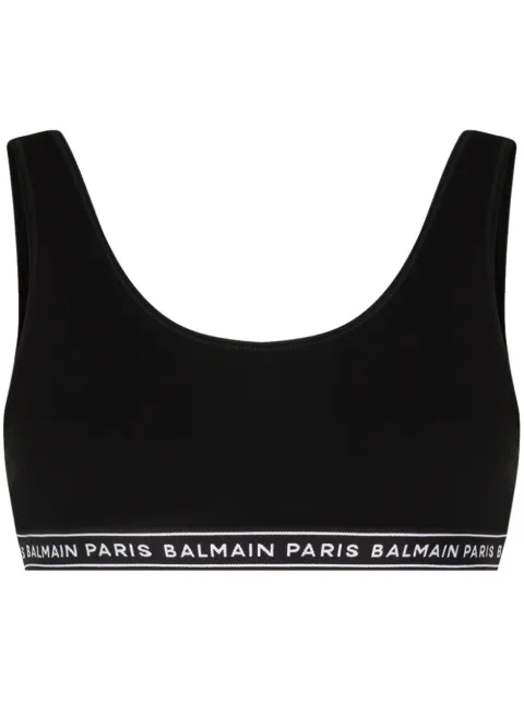Balmain توب حمالة صدر بطرف بشعار الماركة