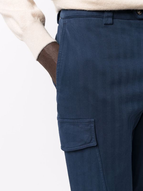 Shop Brunello Cucinelli vertical-stripe slim-cut trousers with 