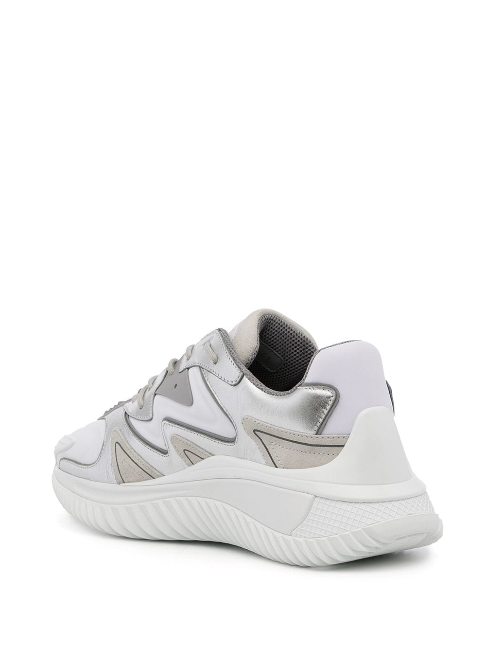 Shop Valentino Panelled Low-top Sneakers In Grau