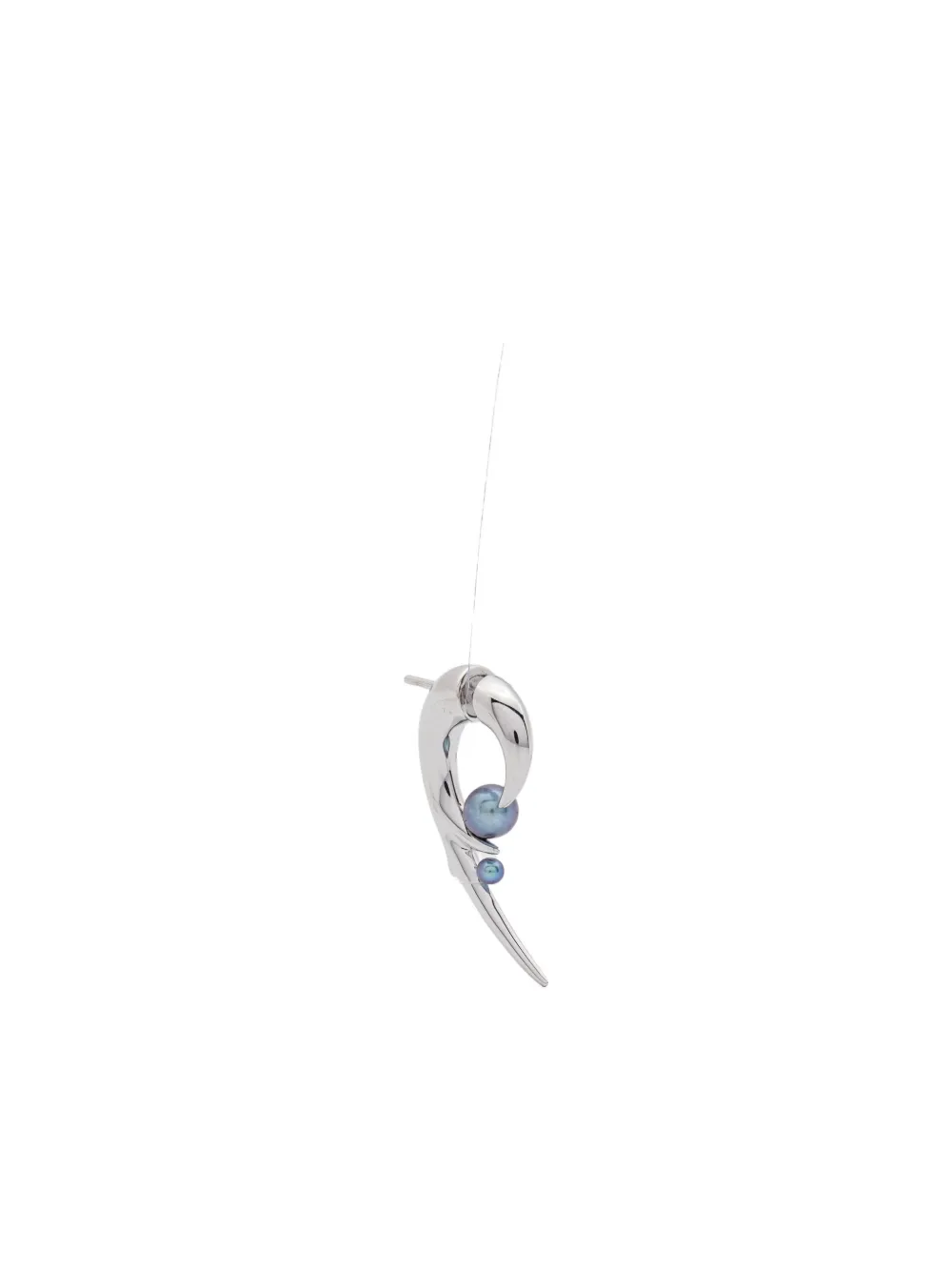Shaun Leane hooked black pearl earrings - シルバートーン Shaun Leane hooked black pearl earrings - シルバートーン