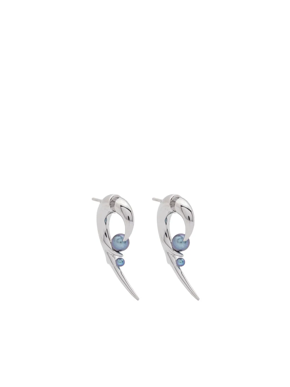 Shaun Leane hooked black pearl earrings - シルバートーン Shaun Leane hooked black pearl earrings - シルバートーン