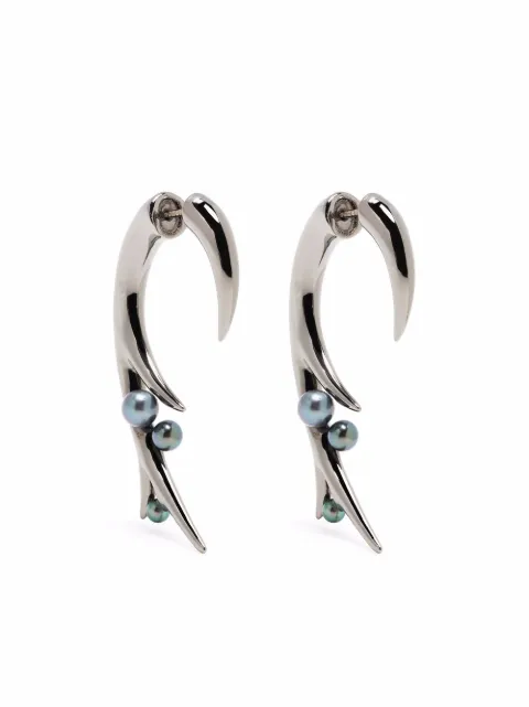 Shaun Leane large Hook black pearl earrings