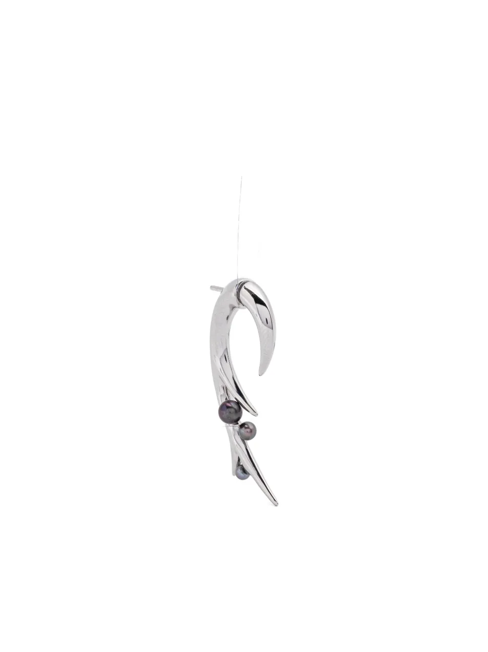 Shaun Leane large hooked black pearl earrings - シルバートーン Shaun Leane large hooked black pearl earrings - シルバートーン