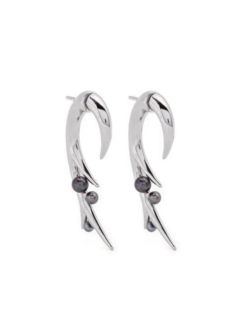 Shaun Leane large hooked black pearl earrings 
