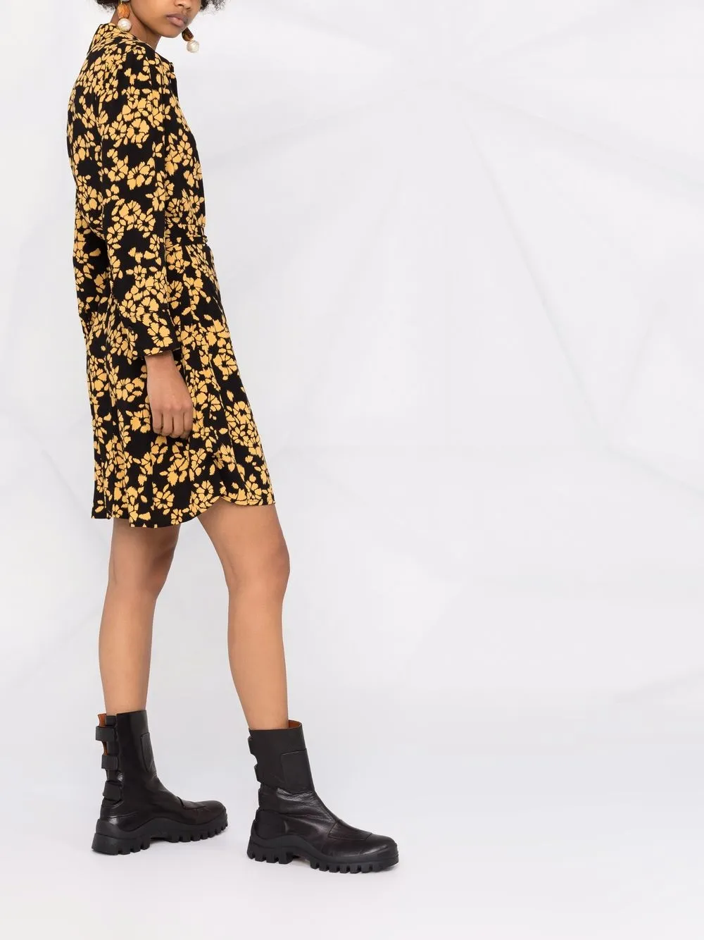 фото Pinko платье с длинными рукавами и цветочным принтом