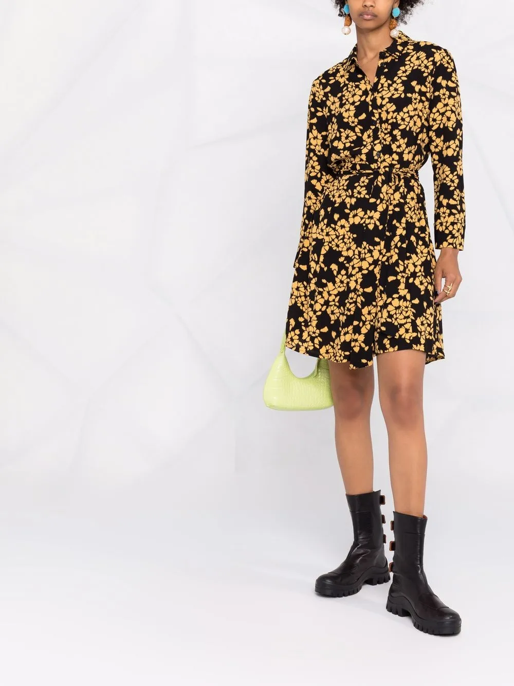 фото Pinko платье с длинными рукавами и цветочным принтом