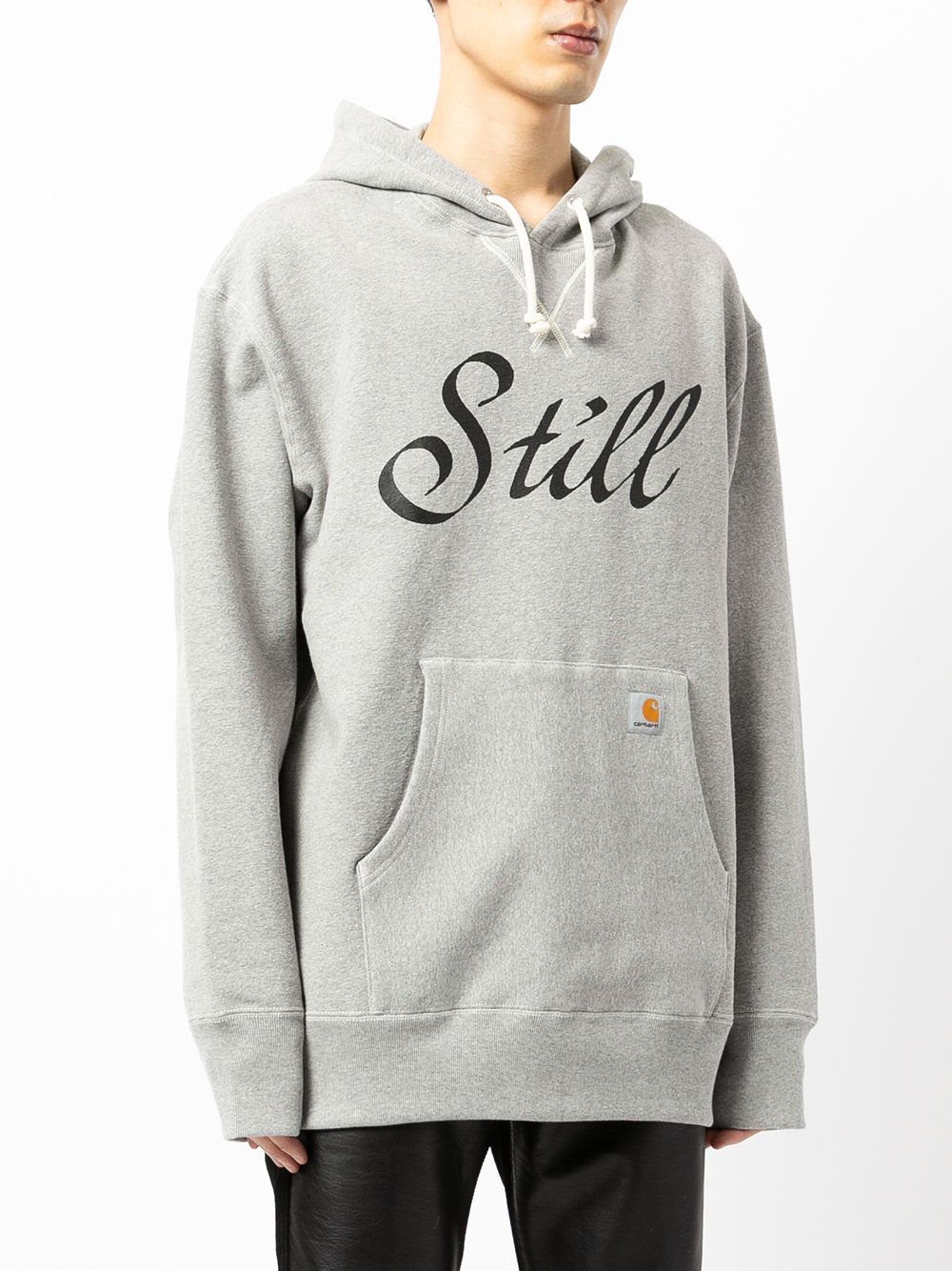 Shop Junya Watanabe Still-print Cotton Hoodie In Grey