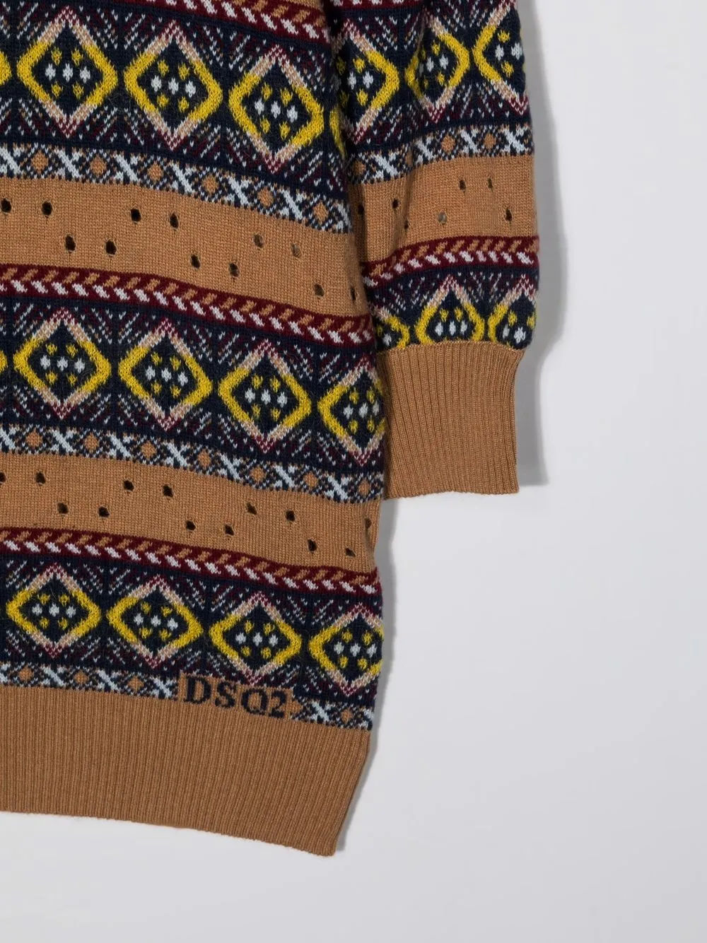 Dsquared2 Teen Stripe-pattern Open Knit Jumper In Brown