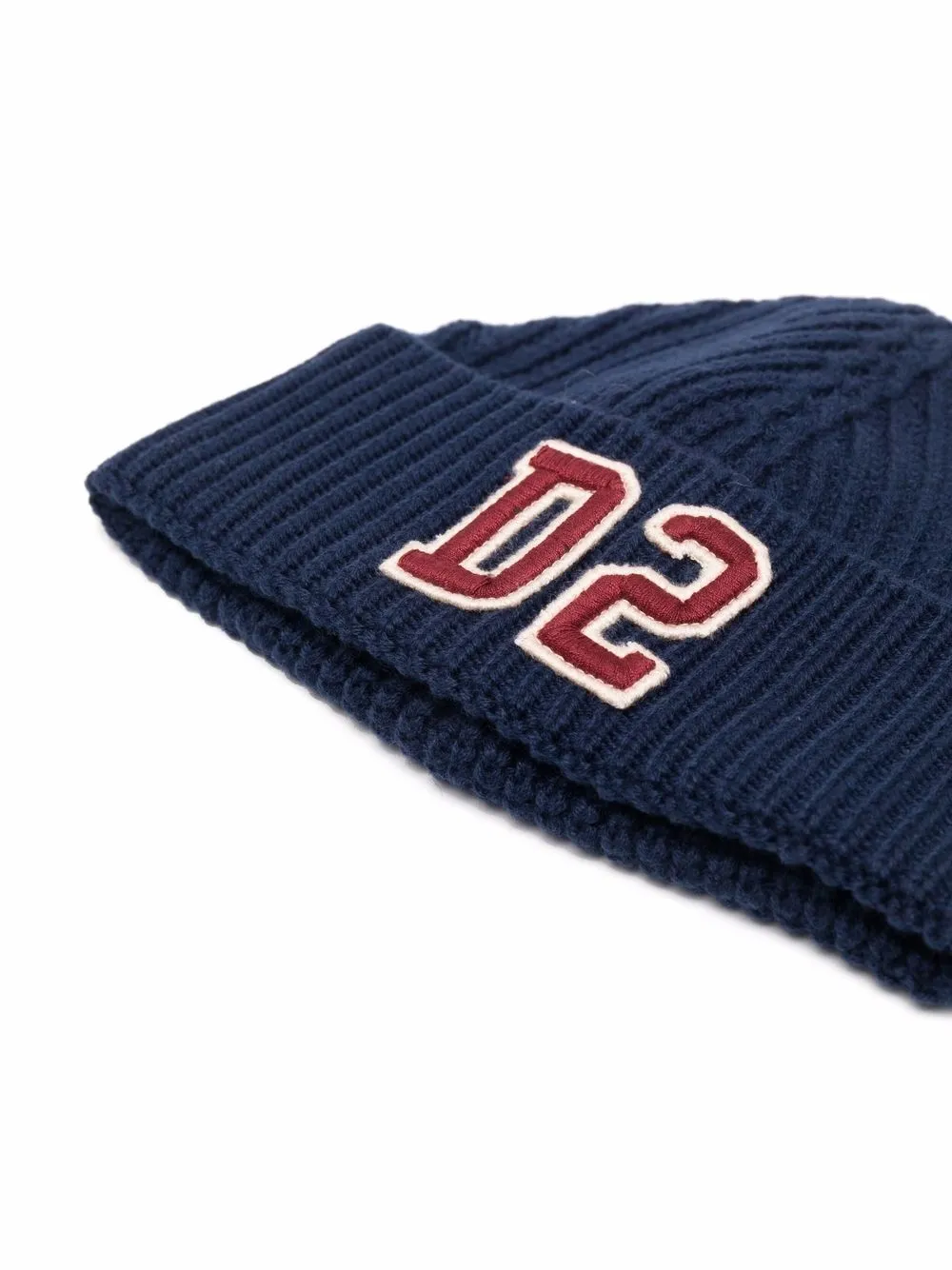 Shop Dsquared2 Logo-patch Ribbed-knit Hat In 蓝色