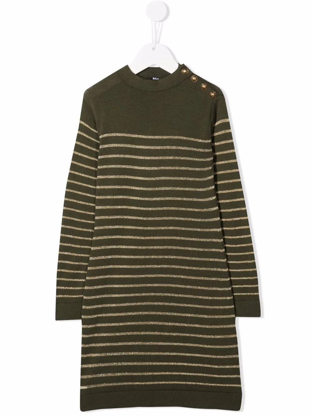 

Balmain Kids sparkle-knit striped dress - Green