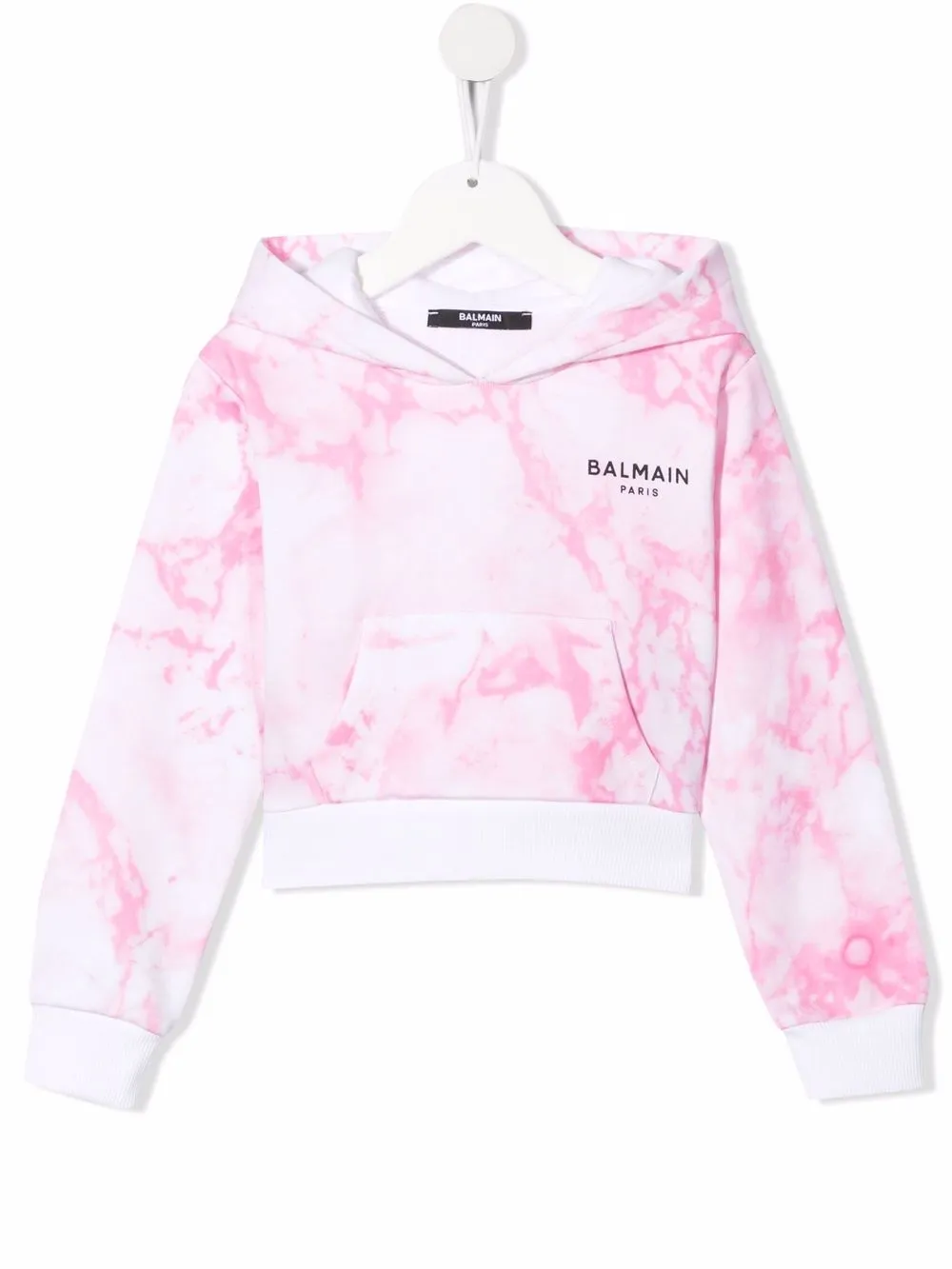 

Balmain Kids marbled logo-print hoodie - White