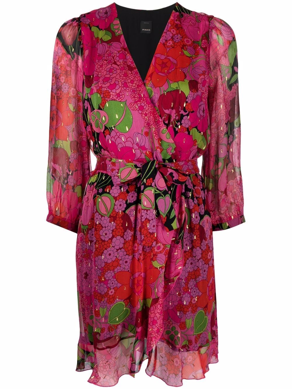 PINKO floral-print Wrap Dress - Farfetch