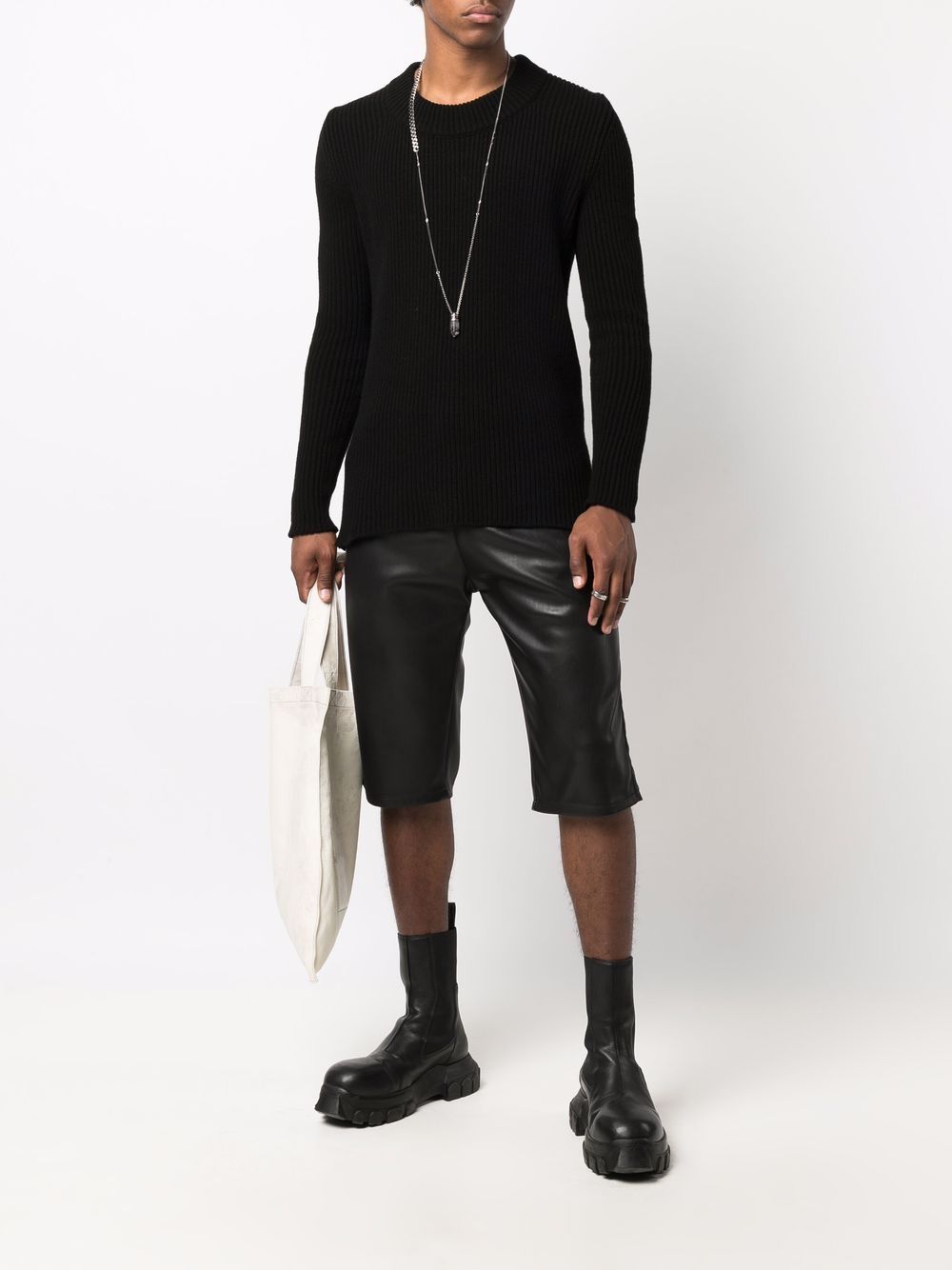 Shop Rick Owens Cashmere-blend Ribbed Knit Jumper In Black