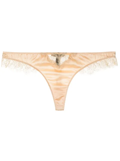 Kiki de Montparnasse Lace Inset silk charmeuse thong