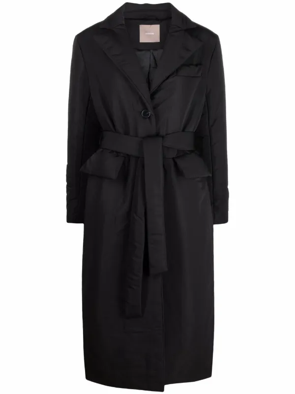 12 STOREEZ Belted Padded Coat - Black