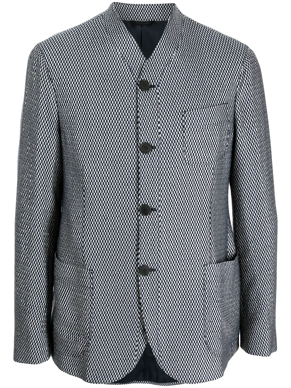gingham-pattern jacquard single-breasted blazer