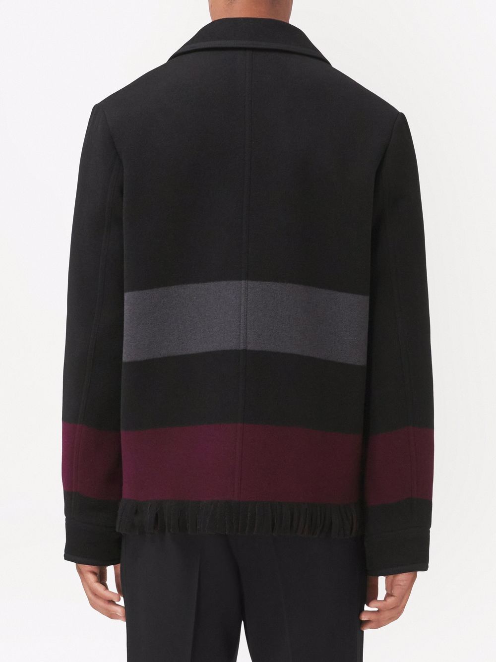 Shop Burberry Fringed Shirt Jacket In Black