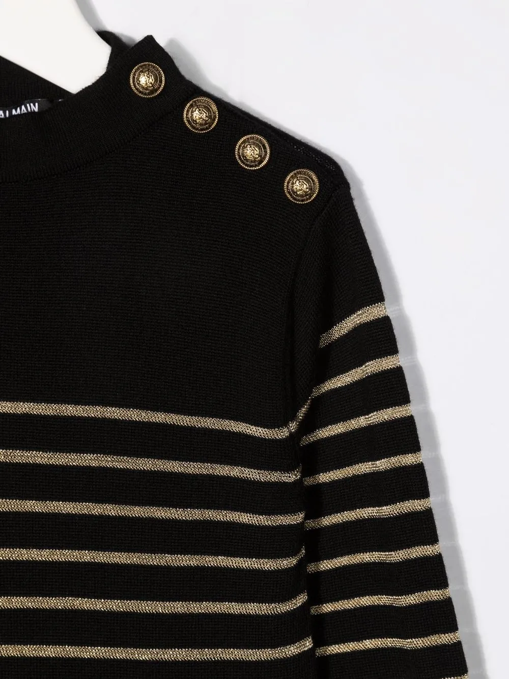  Balmain Kids Gestreiftes Kleid   Schwarz 