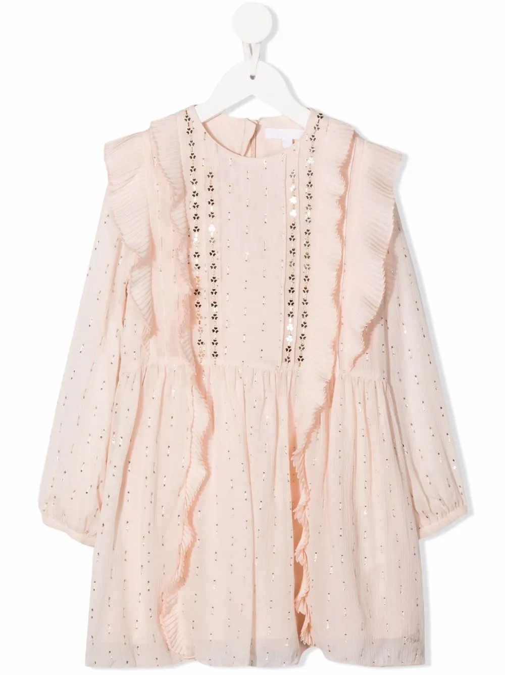 

Chloé Kids vestido con detalles de lentejuelas y volantes - Rosado