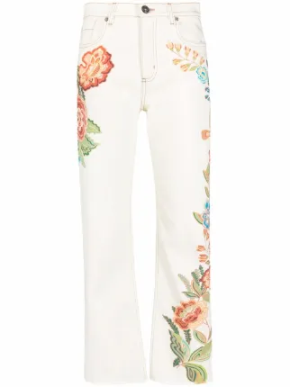 ETRO floral-print straight-leg jeans 