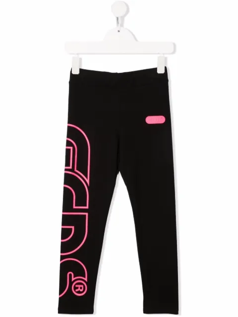 Gcds Kids Legging de algodão e jersey com logo
