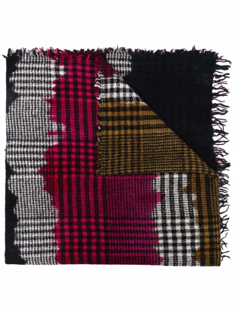 Faliero Sarti Cachecol xadrez com franjas 