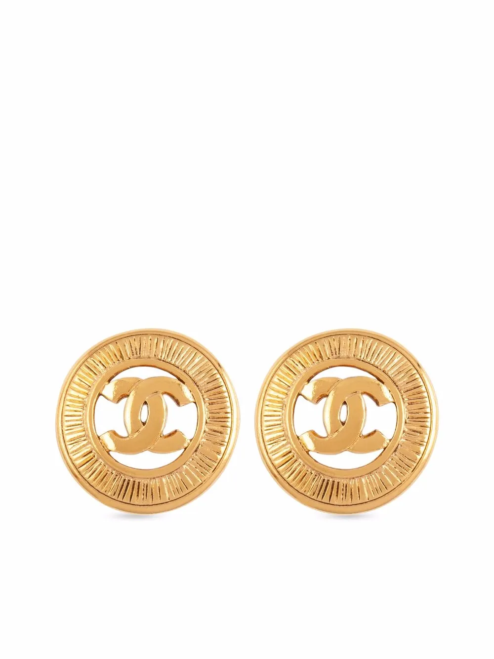 

CHANEL Pre-Owned aretes de clip con logo CC 1980 - Dorado