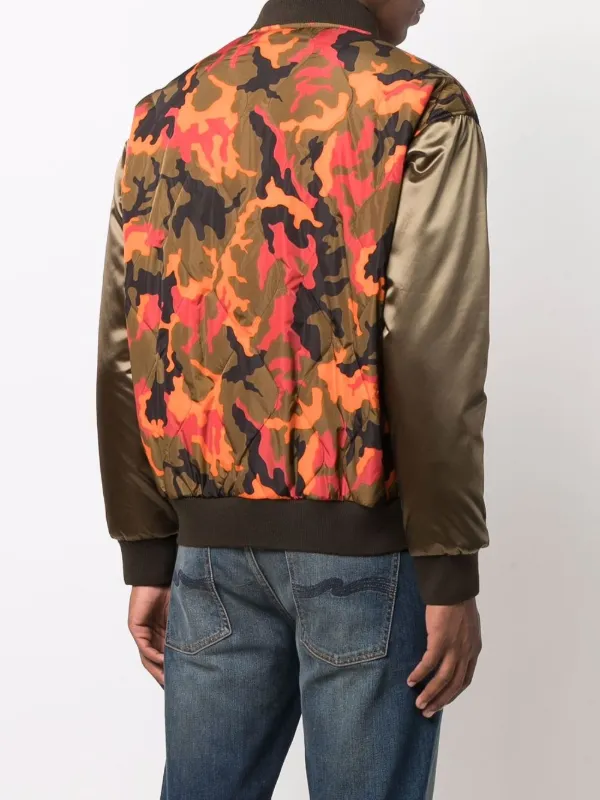 orange camo bomber jacket
