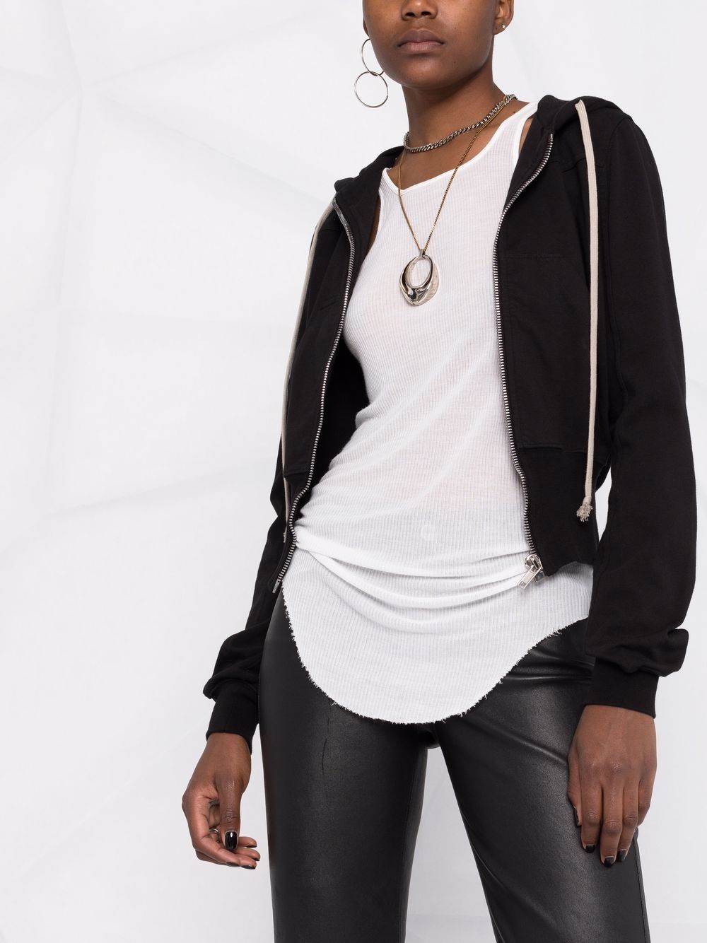 фото Rick owens drkshdw cropped cotton hoodie