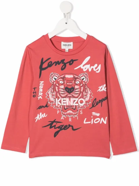 kenzo kids tiger 印花t恤