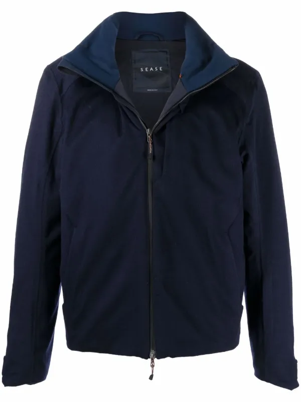Sease Zipped Hooded Jacket in Blue