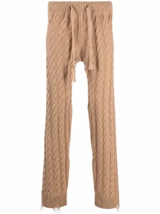 Laneus brown drawstring cable-knit 