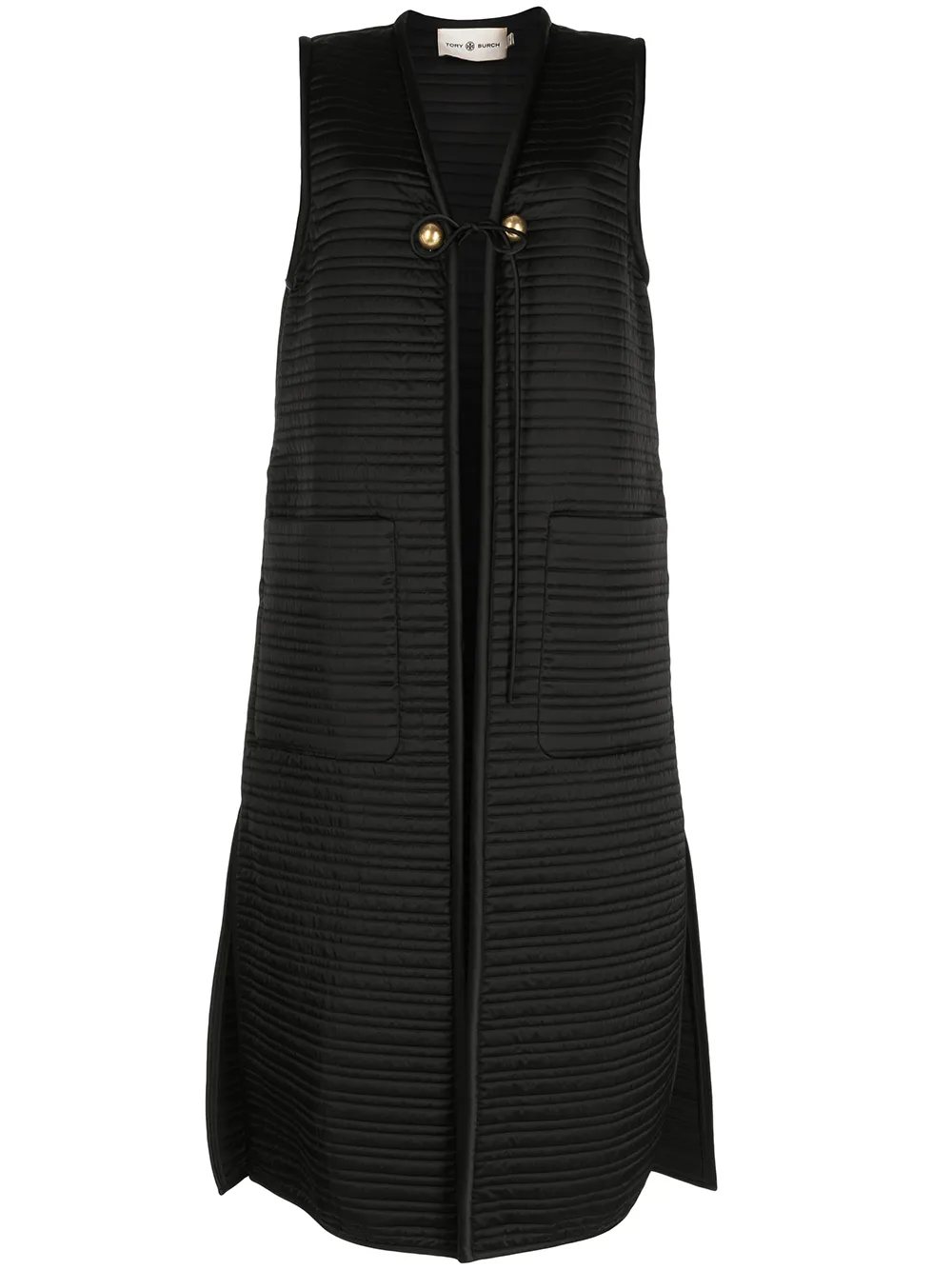 

Tory Burch chaleco capitonado con cierre - Negro