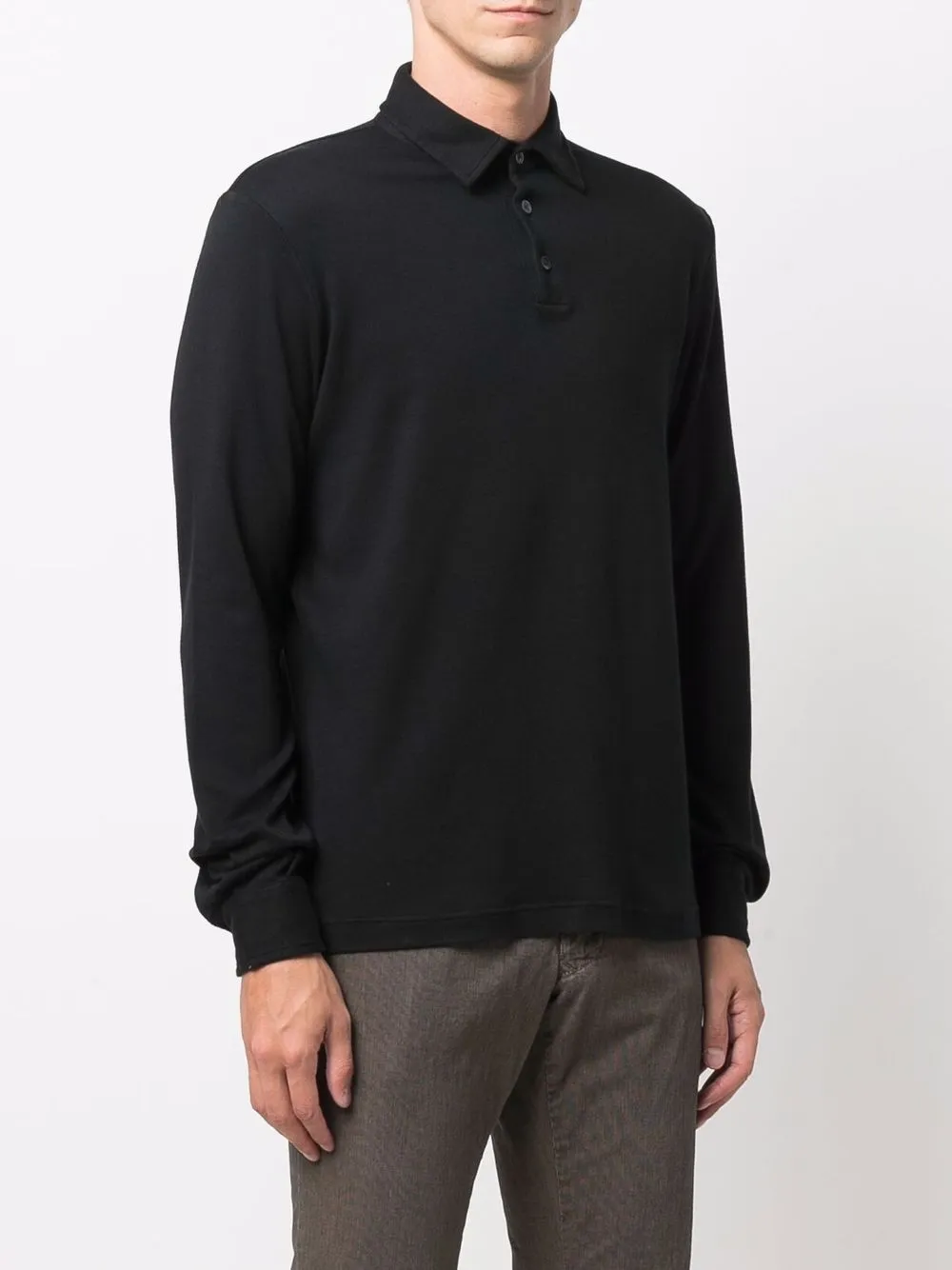 Zanone Poloshirt met lange mouwen Zwart