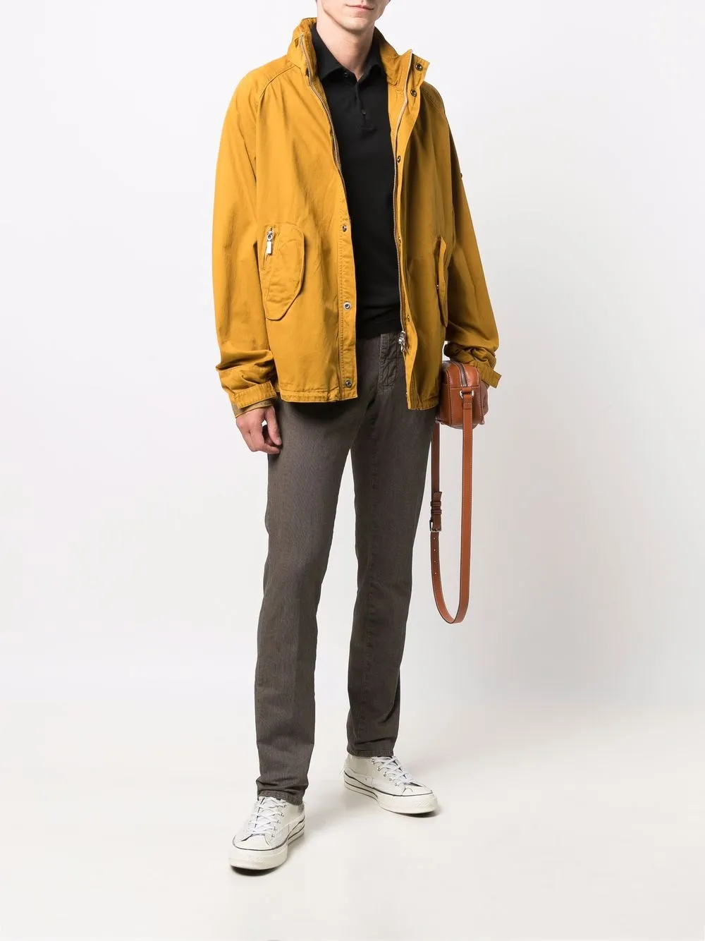 Zanone Poloshirt met lange mouwen Zwart