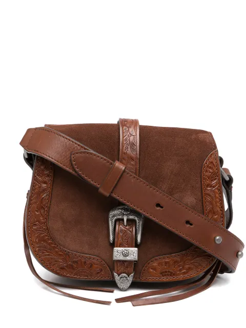 brown saddle crossbody bolsa