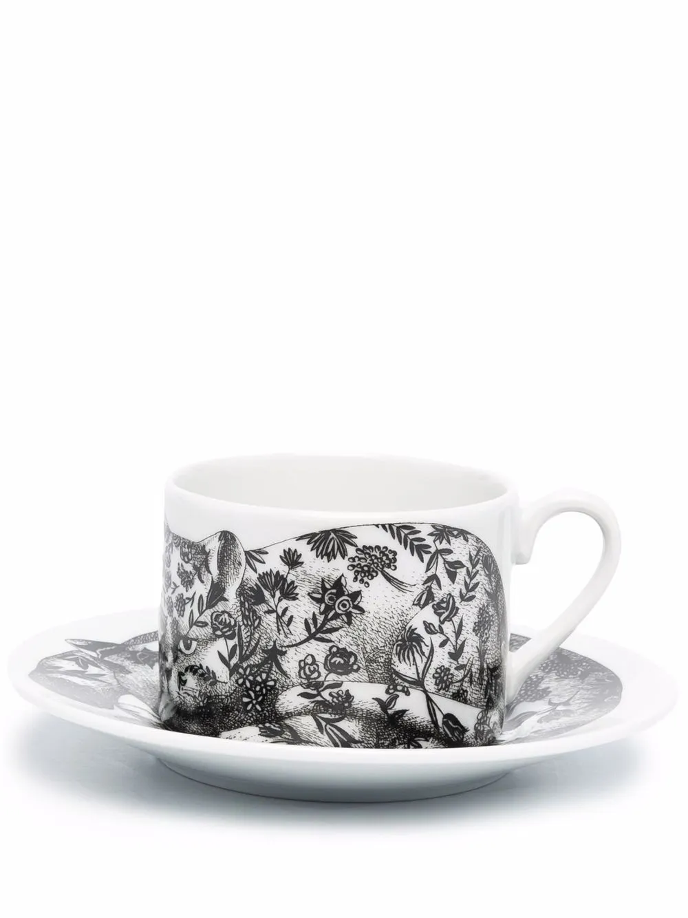 

Fornasetti illustration-print porcelain tea set - Black