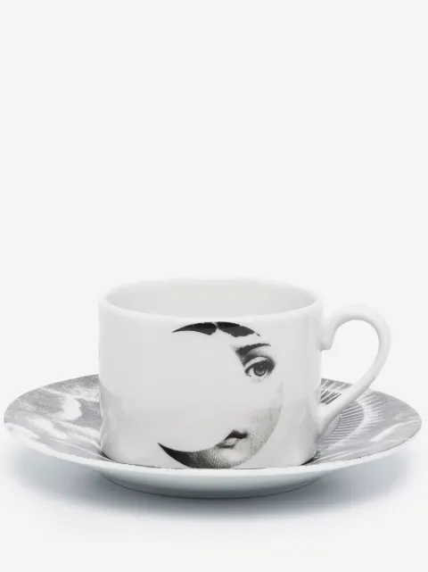 Fornasetti Jogo chá de porcelana com estampa gráfica