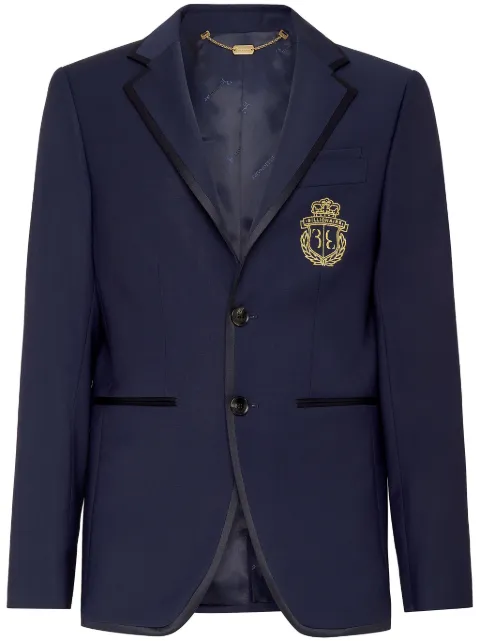 Billionaire crest-embroidered cotton blazer