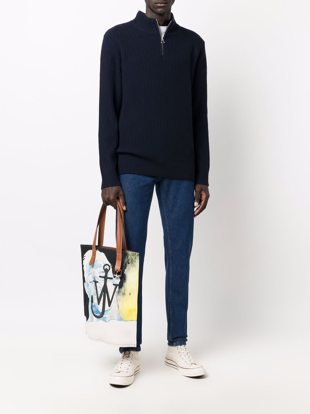 Shop Apc Ribbed-knit Wool Jumper In Blau