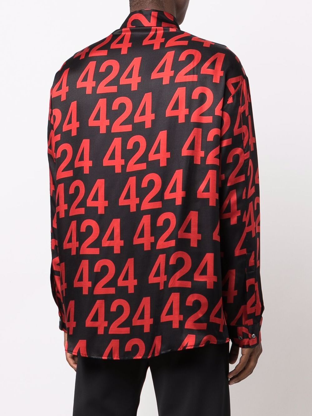 Shop 424 Logo Button-down Shirt In Black