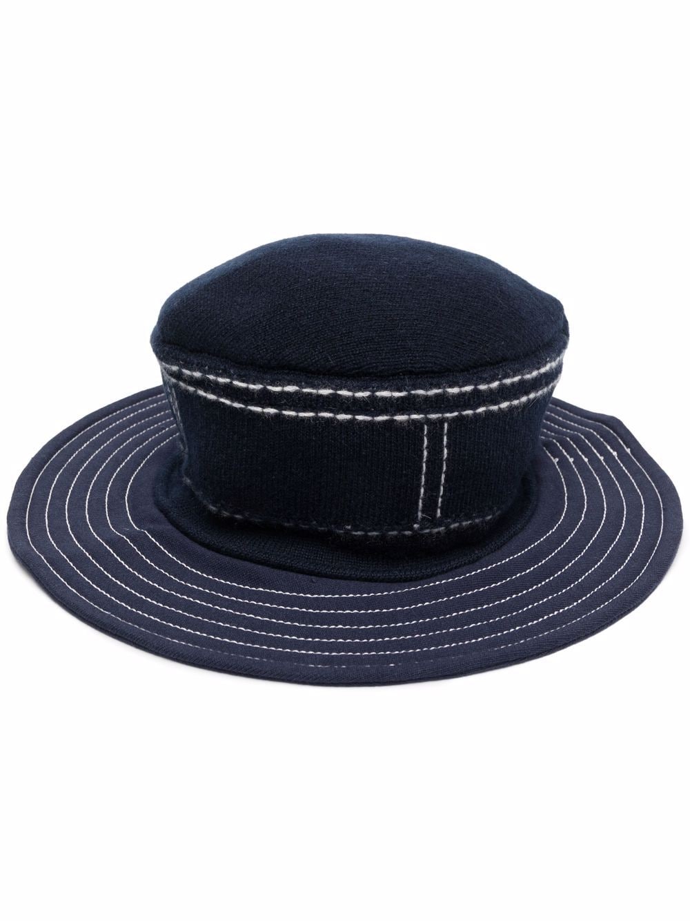 stitch-detail wide-brim hat