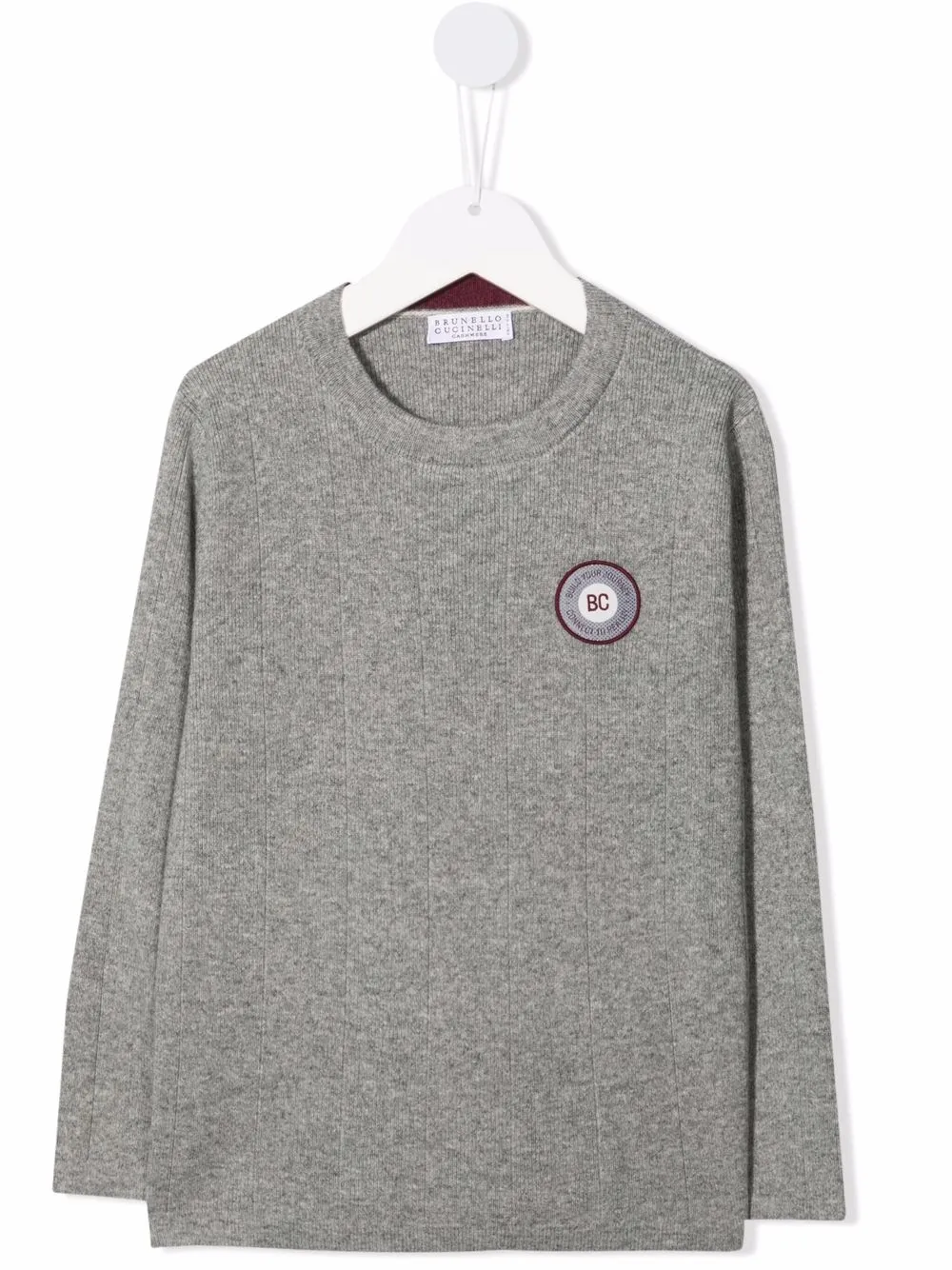 

Brunello Cucinelli Kids suéter con parche del logo - Gris