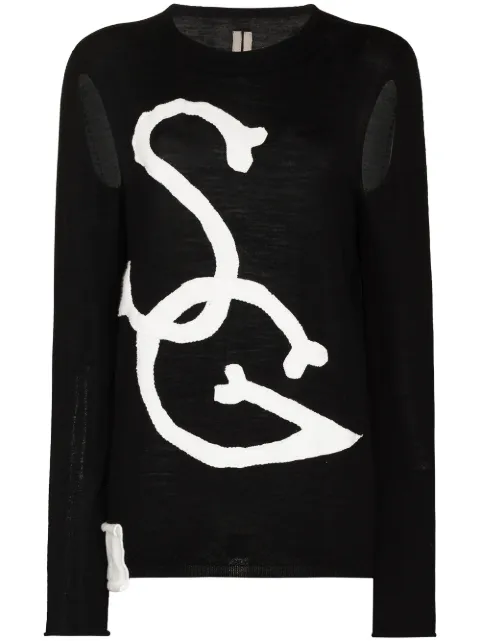 rick owens x swampgod logo镂空毛衣