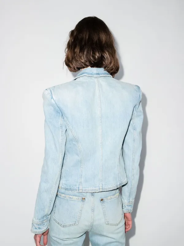 Balmain Structured Cropped Denim Jacket 