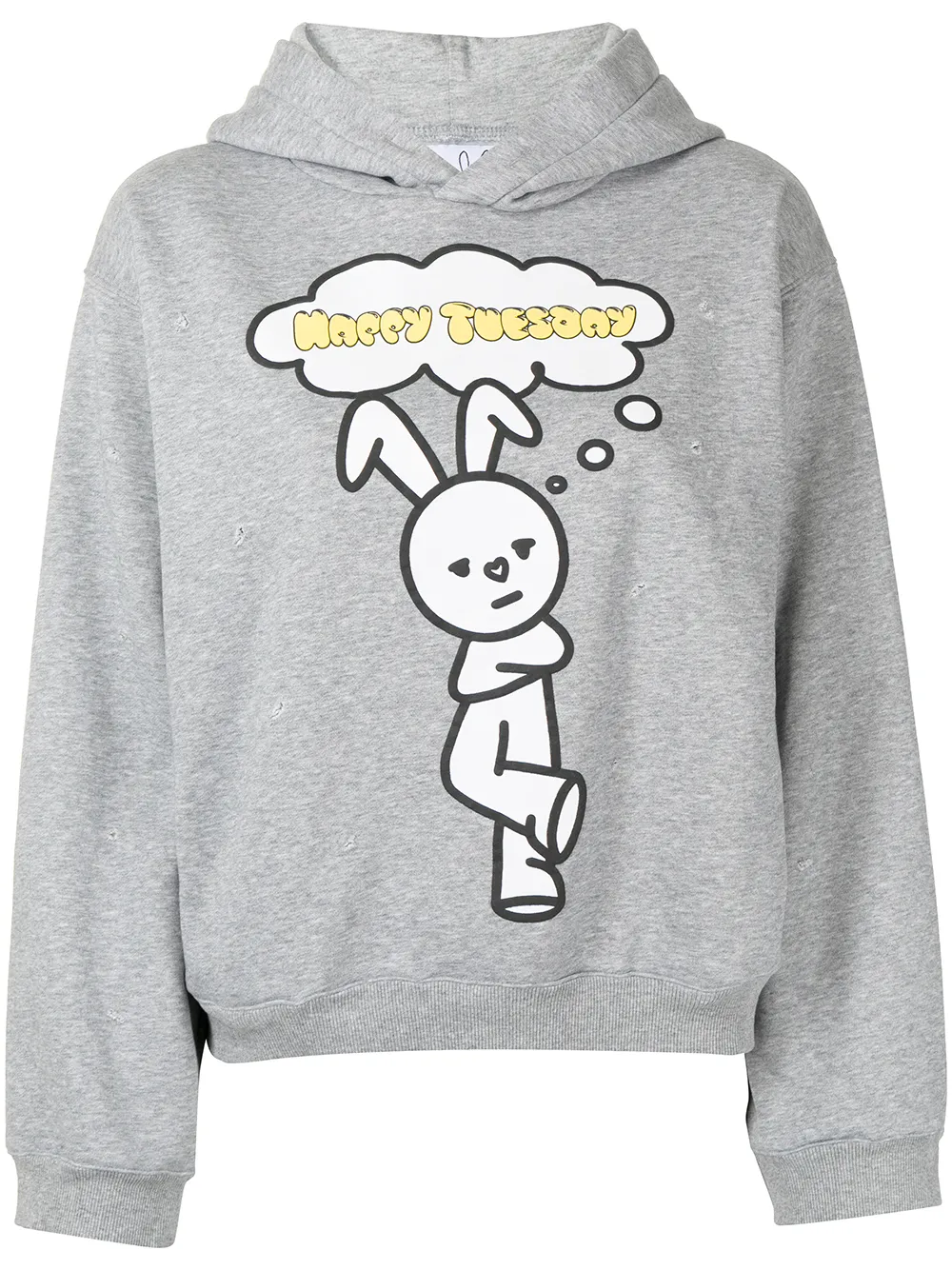 

Natasha Zinko Happy Tuesday print hoodie - Grey