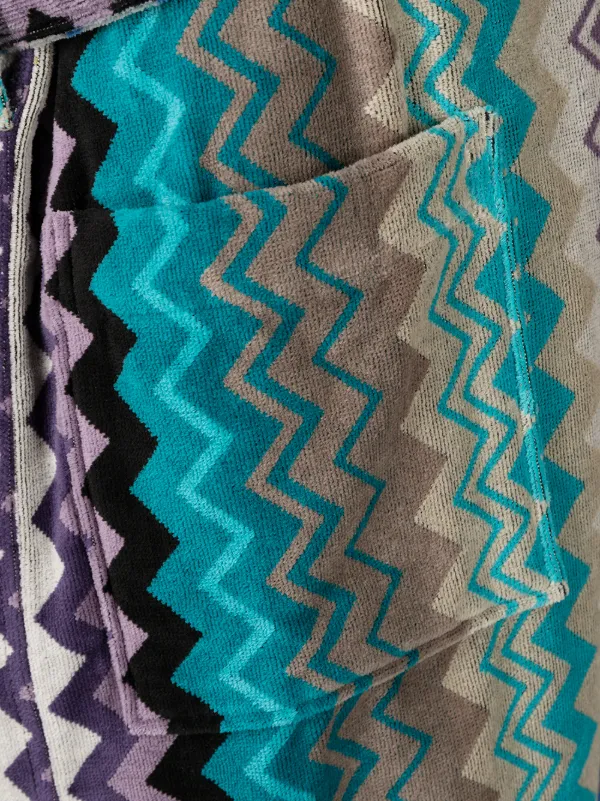 Missoni Home Giacomo Belted Hooded Bathrobe | Blue | FARFETCH